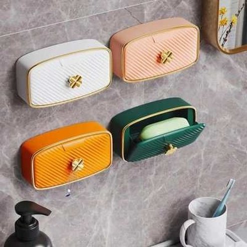 Space-saving Soap Drain Dish with Lid