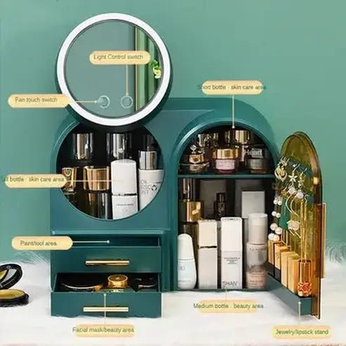 Spacious Cosmetic Organizer Featuring LED Lighting