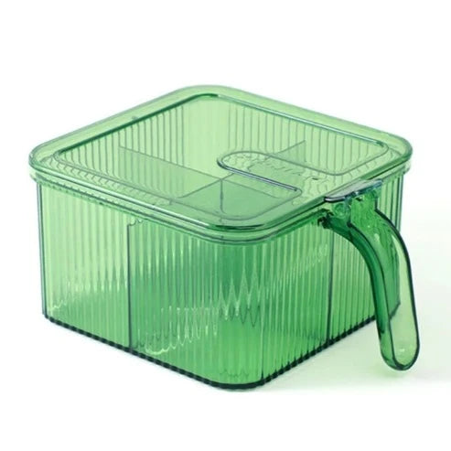 Spice Organizer: 4-Compartment Box with Clear Lid
