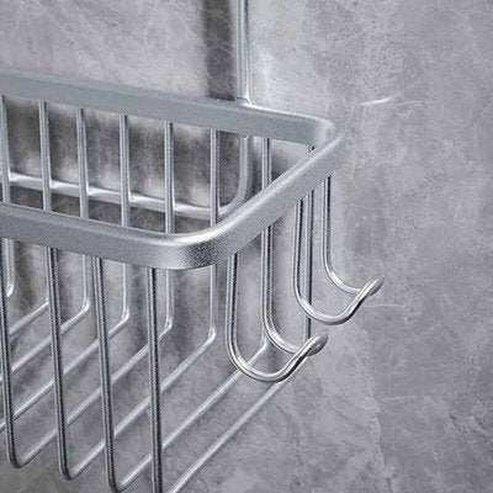 Stainless Steel Basket Shower Storage with Hooks