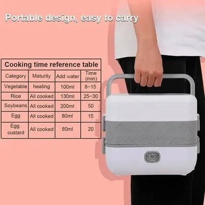 Stainless Steel Double Layer Electric Heating Lunch Box