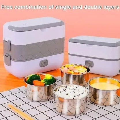 Stainless Steel Double Layer Electric Heating Lunch Box