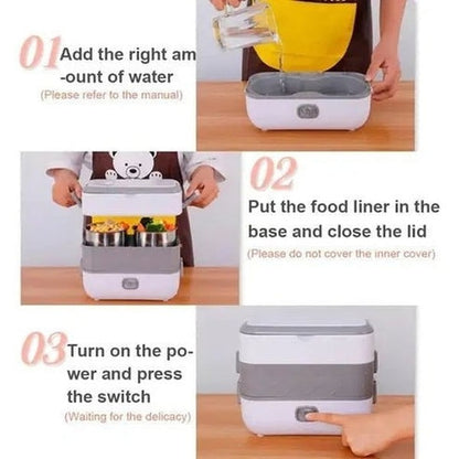 Stainless Steel Double Layer Electric Heating Lunch Box