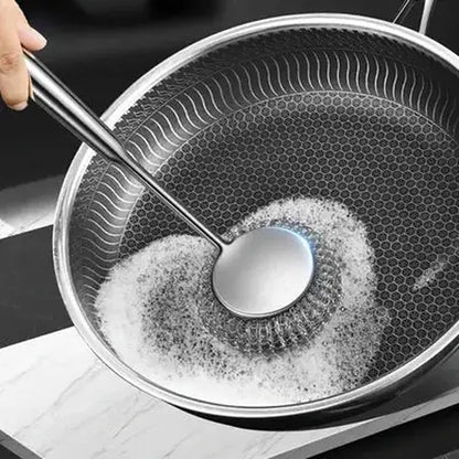 Stainless Steel Iron Pan Cleaning Brush with Scrubbers