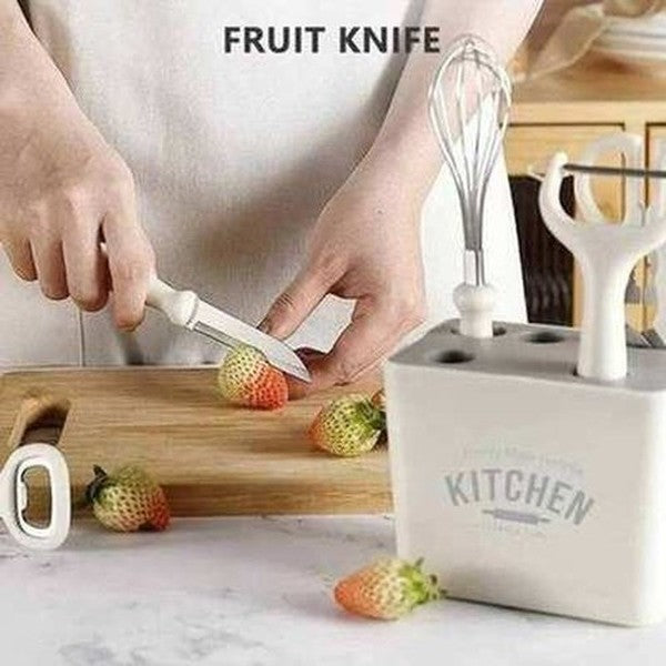Stainless Steel Kitchen Gadgets Set with Storage Holder
