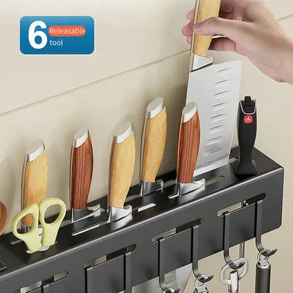 Stainless Steel Kitchen Storage Rack: Wall-Mounted Knife Rack