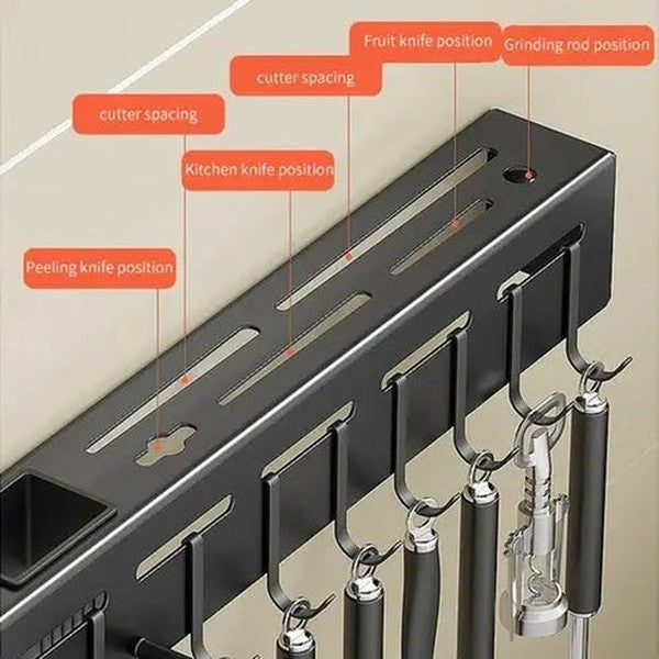 Stainless Steel Kitchen Storage Rack: Wall-Mounted Knife Rack