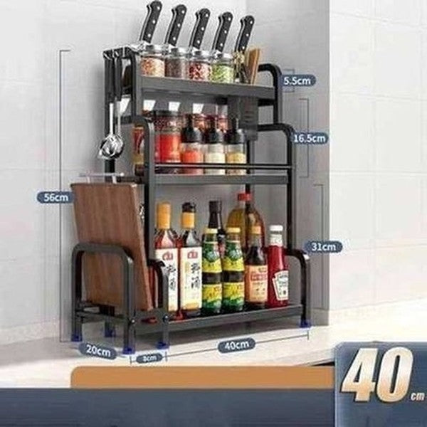 Stainless Steel Seasoning Organizer Knife Storage Shelf