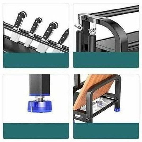 Stainless Steel Seasoning Organizer Knife Storage Shelf