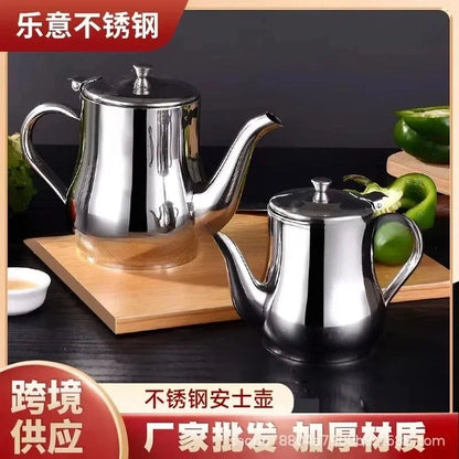 Stainless Steel Teapot with Filter, Kitchen Oil Pot, Liquid Seasoning Container