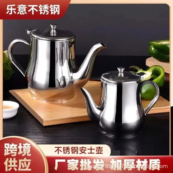 Stainless Steel Teapot with Filter, Kitchen Oil Pot, Liquid Seasoning Container