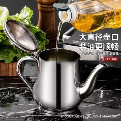 Stainless Steel Teapot with Filter, Kitchen Oil Pot, Liquid Seasoning Container