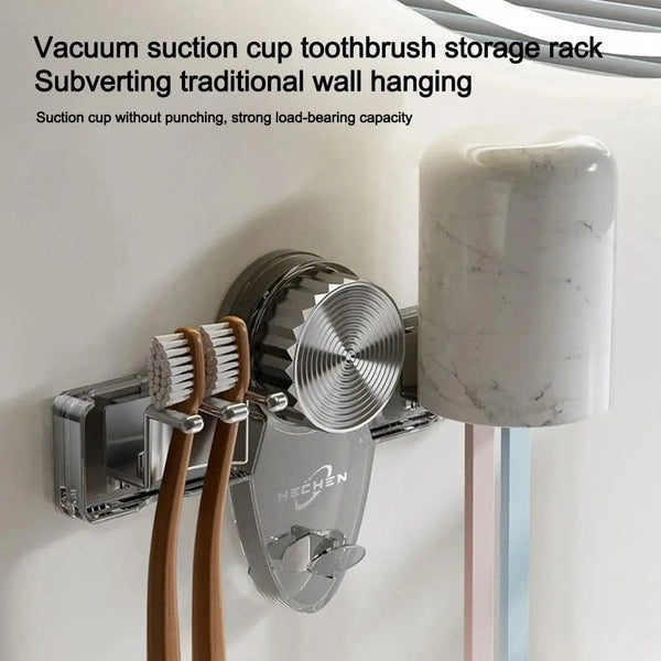Suction Toothbrush Holder, Bathroom Wall Mount Toothbrush Holder, Transparent Mouthwash Cup Rack