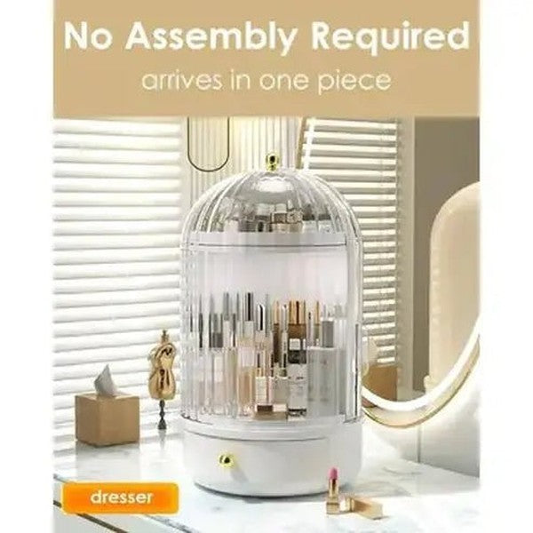 Swivel Makeup Organizer with Lid and Drawer