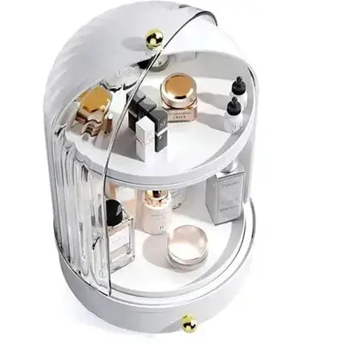 Swivel Makeup Organizer with Lid and Drawer