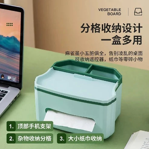 Tissue Storage Box with Drawers: Desktop Organizer for Home