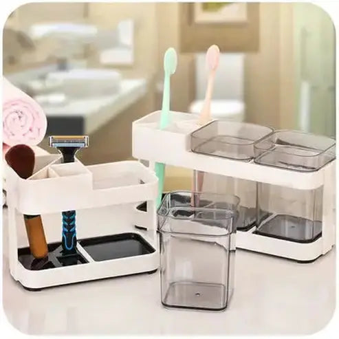 Toothbrush and Toothpaste Holder Set with Rinse Cups