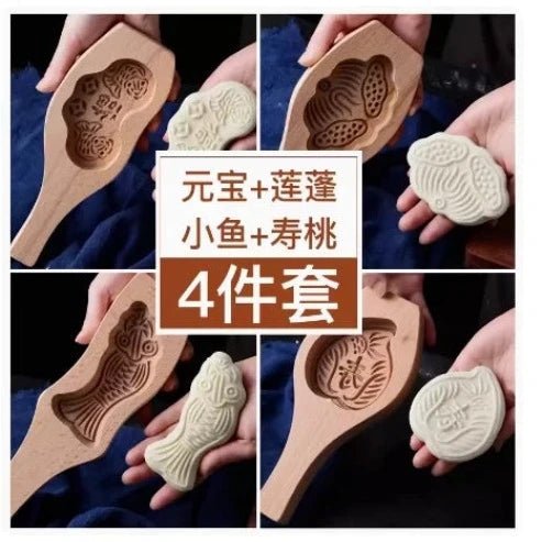 Traditional Hand-Crafted Wooden Steamed Bun Mold