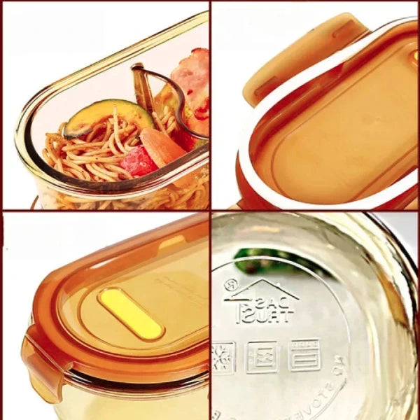 Transparent Glass Bento Box – Microwave & Refrigerator Safe Lunch Container