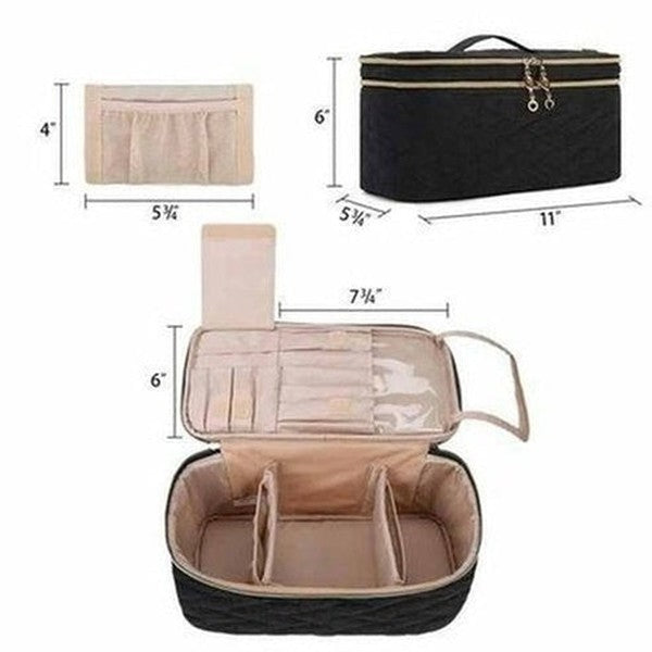 Travel Cosmetic Case Double Layer Makeup Organizer Bag