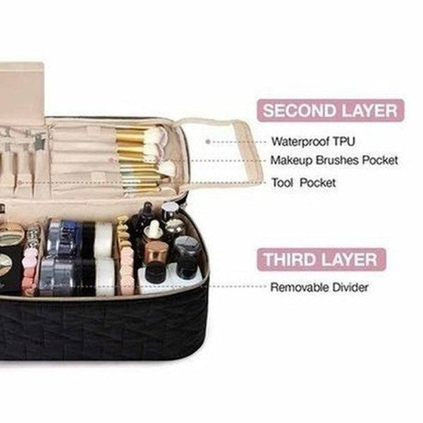 Travel Cosmetic Case Double Layer Makeup Organizer Bag