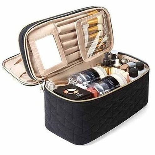 Travel Cosmetic Case Double Layer Makeup Organizer Bag