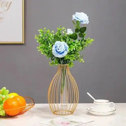 Tube Hydroponic Vase with Wrought Iron Frame