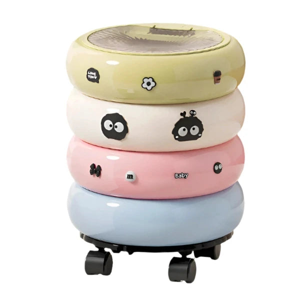 UFORU Dopamine Donut Trash Can Light Luxury with Lid High Appearance Living Room Bedroom Removable Press Organizer