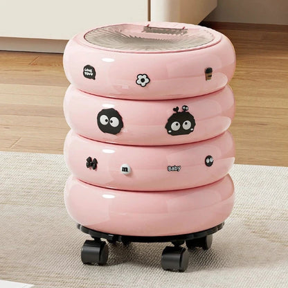 UFORU Dopamine Donut Trash Can Light Luxury with Lid High Appearance Living Room Bedroom Removable Press Organizer