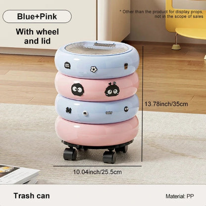 UFORU Dopamine Donut Trash Can Light Luxury with Lid High Appearance Living Room Bedroom Removable Press Organizer