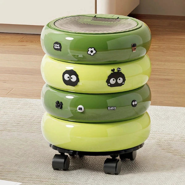 UFORU Dopamine Donut Trash Can Light Luxury with Lid High Appearance Living Room Bedroom Removable Press Organizer