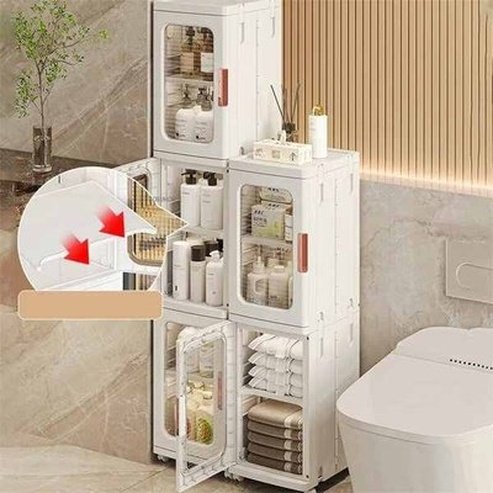 Ultra-narrow Bathroom Cabinet Floor Folding