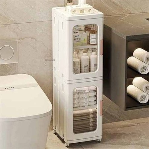 Ultra-narrow Bathroom Cabinet Floor Folding