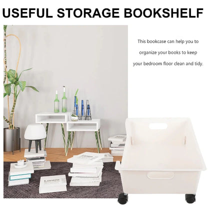 Under-Desk Plastic Bookshelf with Wheels – Mobile Storage Box for Students