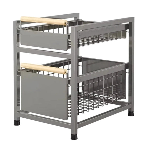 Under Sink Kitchen Organizer Rack – Metal Drawer Shelf