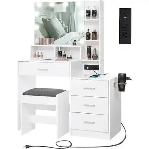 Vanity Table Set with Lighted Mirror