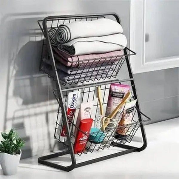 Versatile Dual-Layer Storage Shelf for Kitchen