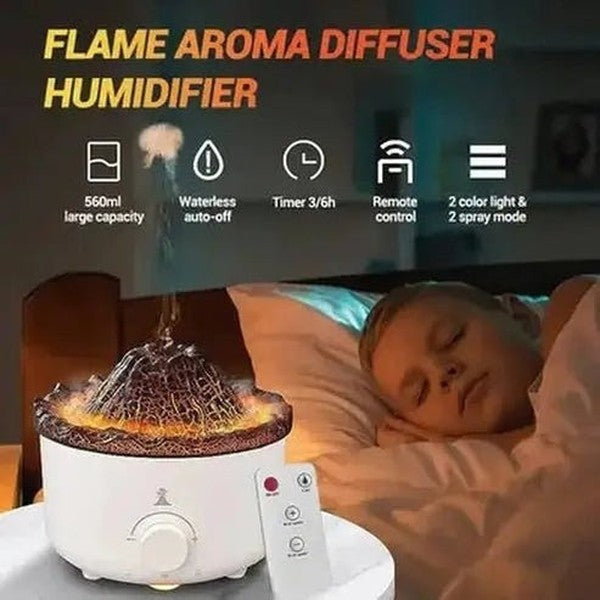 Volcano Flame Effect Essential Oil Diffuser and Air Humidifier
