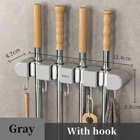 Wall-Mounted Mop Holder and Broom Hanger for Efficient Storage