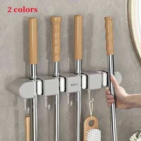 Wall-Mounted Mop Holder and Broom Hanger for Efficient Storage
