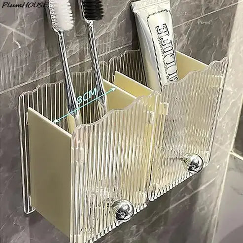 Wall-Mounted Punch-Free Toothpaste & Makeup Organizer