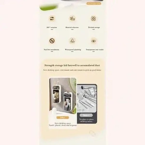 Wall-Mounted Rotating Makeup Brush Holder