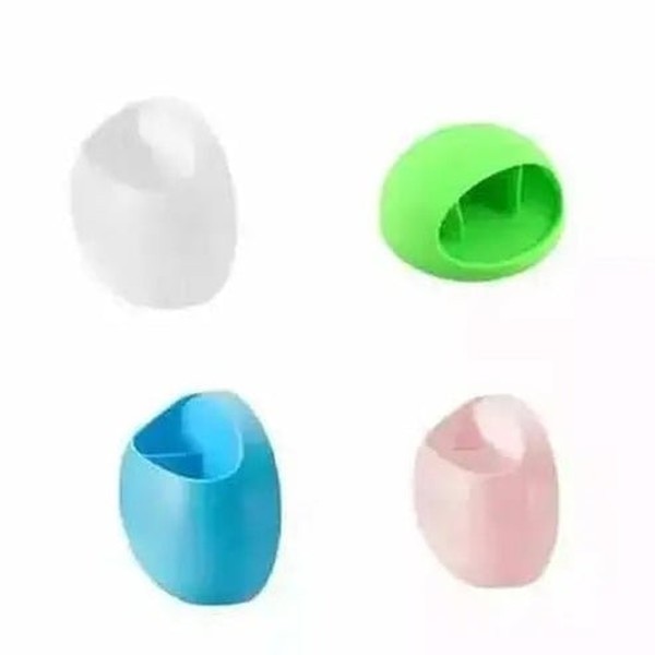 Wall Mounted Silicone Toothbrush Holder with Toothpaste Storage