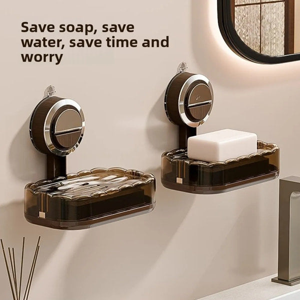 Bathroom soap holder with efficient drainage system