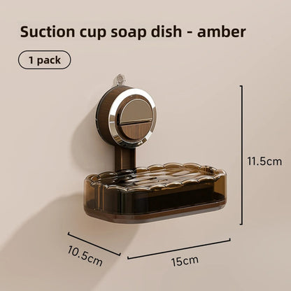 Walnut wall-mounted soap dish with drain slots