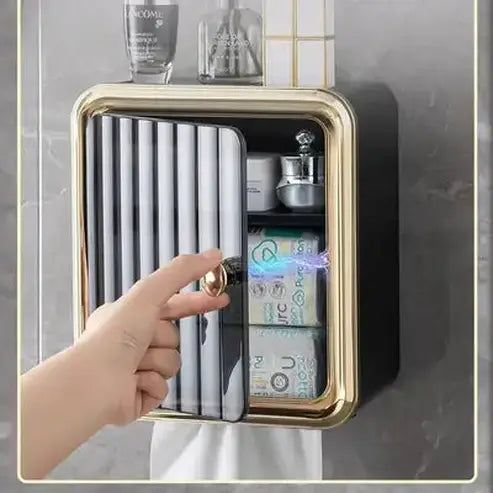 Wall-Mounted Waterproof Tissue Box Holder: Bathroom Storage & Toilet Roll Organizer