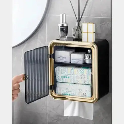 Wall-Mounted Waterproof Tissue Box Holder: Bathroom Storage & Toilet Roll Organizer