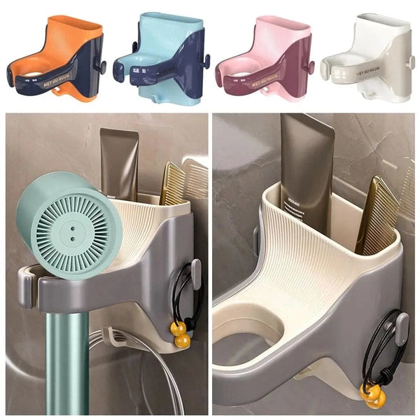 Wall Mounted Hair Dryer Holder without Drilling, Hairdryer Storage Shelf