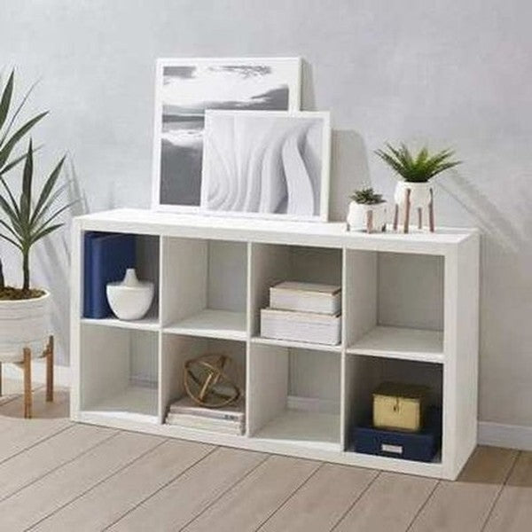 White Texture 8-Cube Storage Organizer