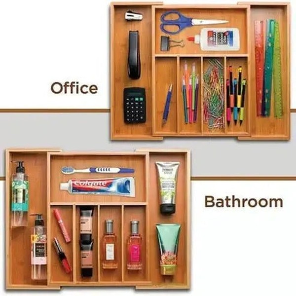 Wooden Divided Drawer Organizer for Knives and Cutlery